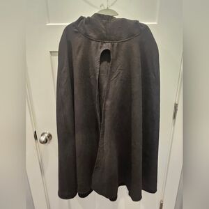 Clothink Black Hooded Cape Cloak Women’s Large Fleece Cosplay Gothic Halloween C